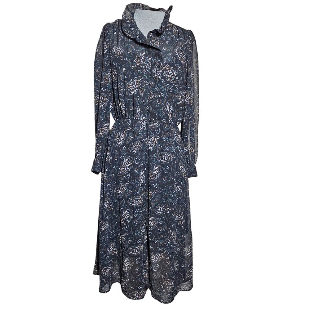 Banana Republic Black Floral Knee Length Dress Size Small